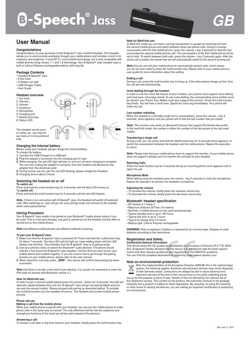 B-Speech Jass Manual de usuario