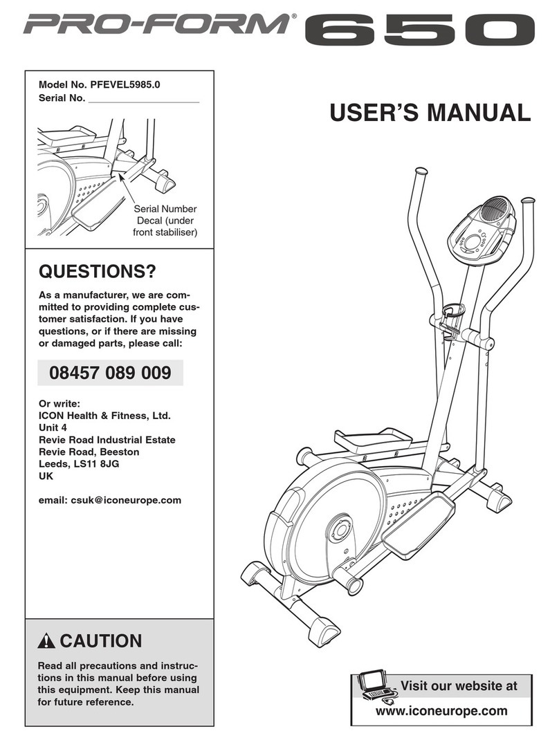 Pro-Form 650 Cardio Cross Trainer Elliptical Manual de usuario