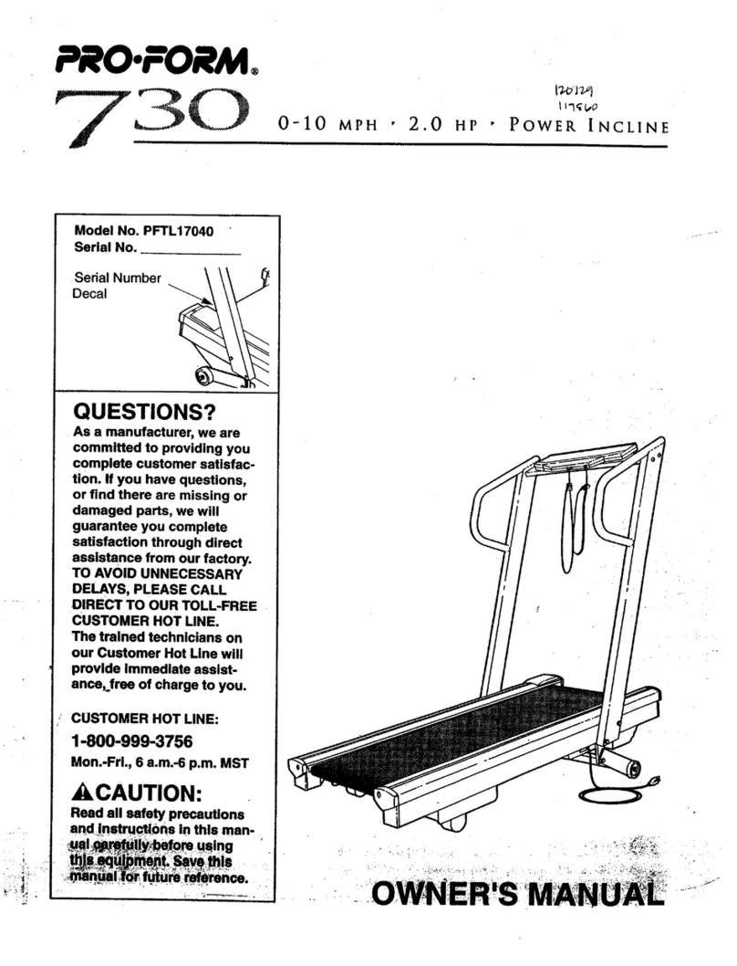 Pro-Form 730 Treadmill Manual de usuario