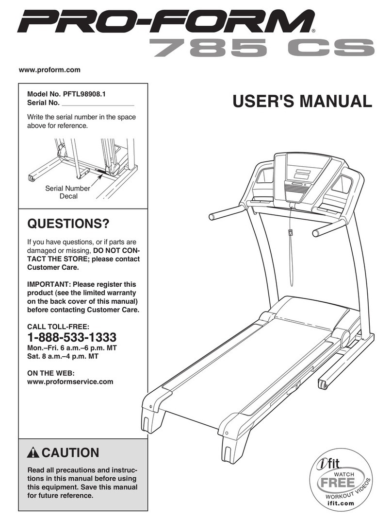 Pro-Form 785 Cs Treadmill Manual de usuario