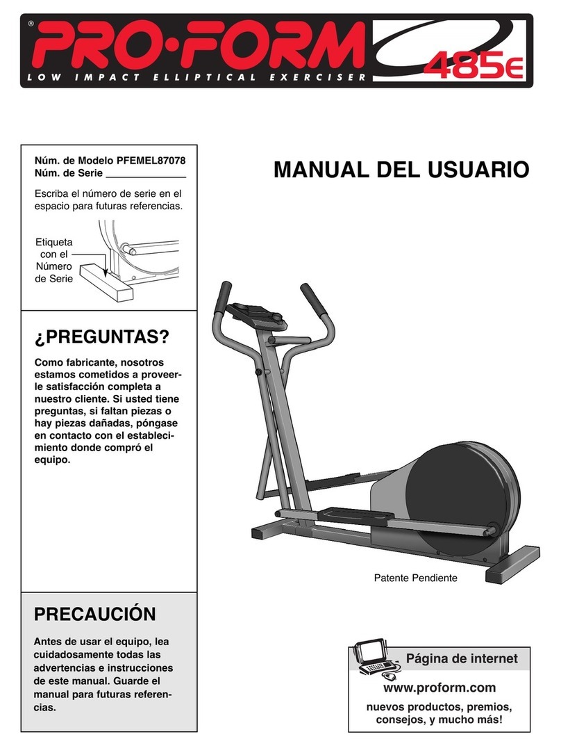 Pro-Form 485 E Elliptical Guía del usuario Pro-Form 485 E Elliptical Guía del usuario