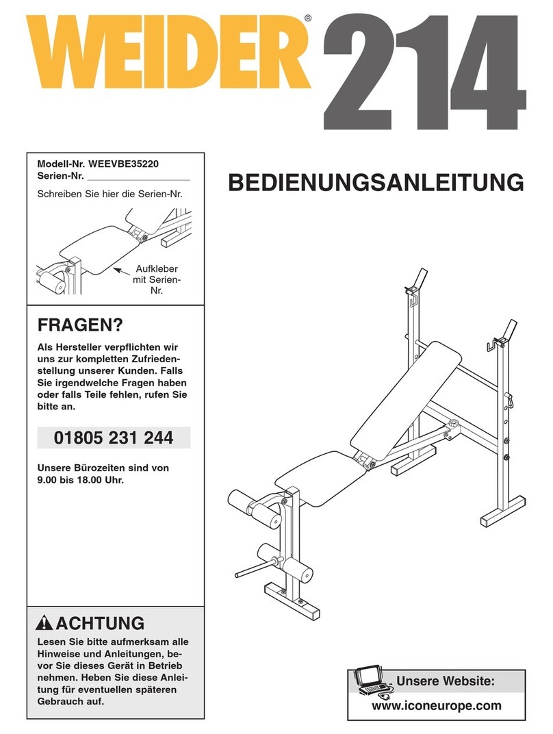 Weider 214 Bench Guía de inicio rápido