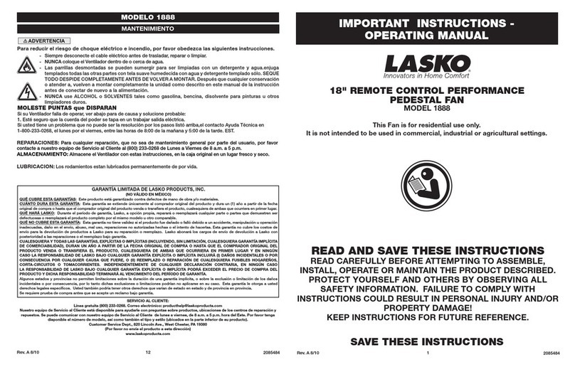 Lasko 1888 Manual de usuario