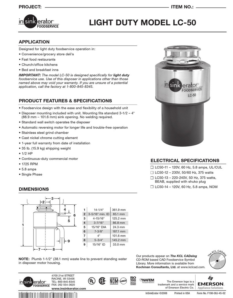 InSinkErator Model LC-50 Manual de operación InSinkErator Model LC-50 Manual de operación