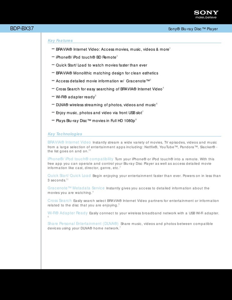 Sony BDP-BX37 - Blu-ray Disc™ Player Manual de instalación y operación