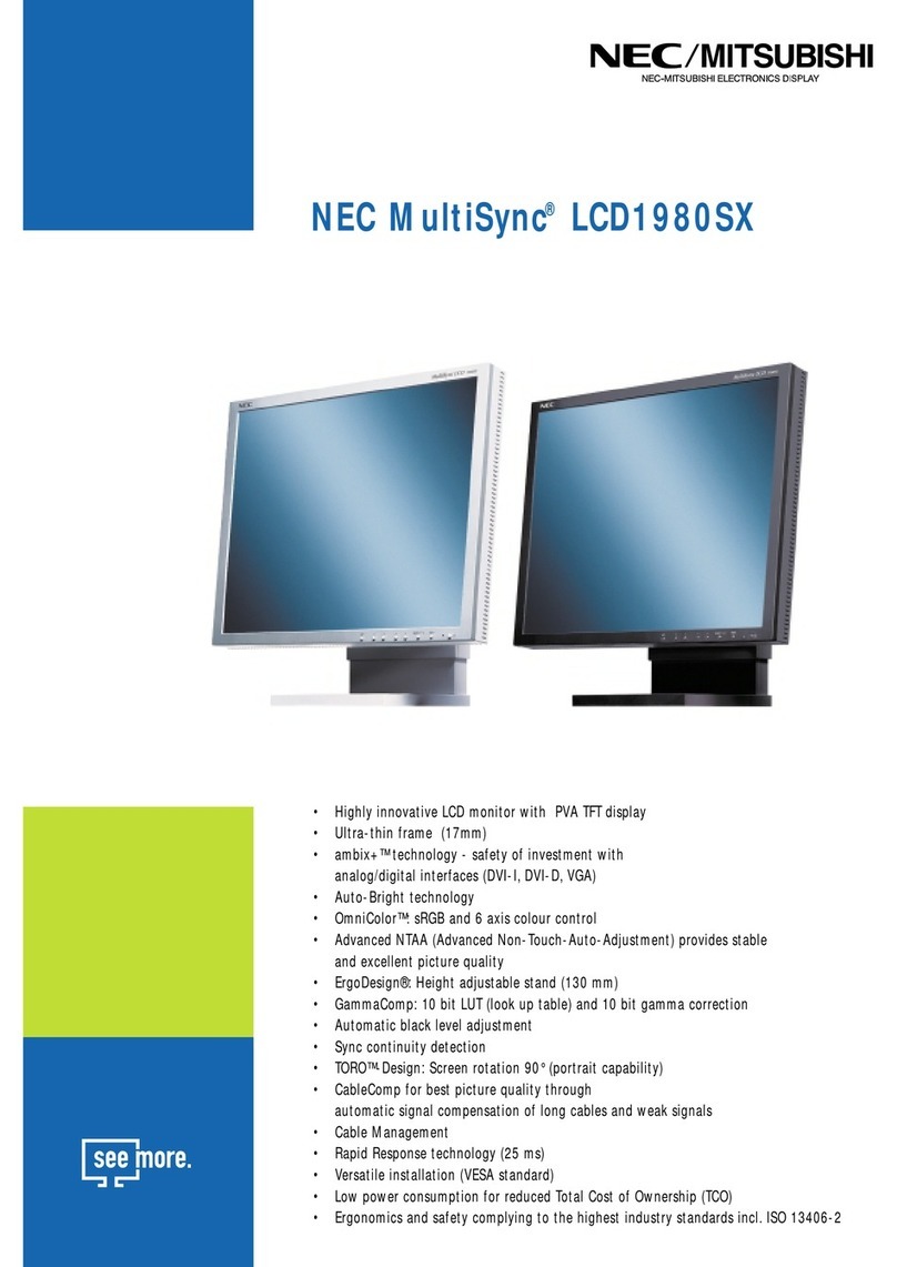 NEC LCD1980SX - MultiSync - 19" LCD Monitor Manual de usuario