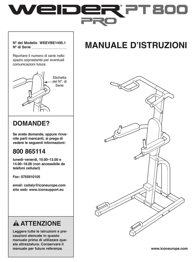 Weider Pro Pt 800 Bench Manual de operación y mantenimiento