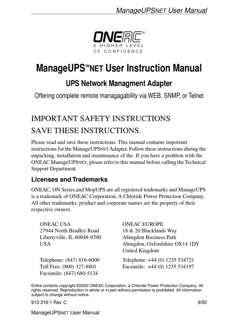 ONEAC ManageUPS NET Manual del operador ONEAC ManageUPS NET Manual del operador