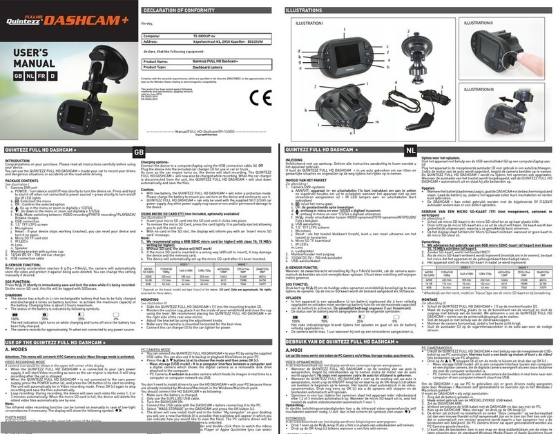 Quintezz Dashcam + Manual de usuario