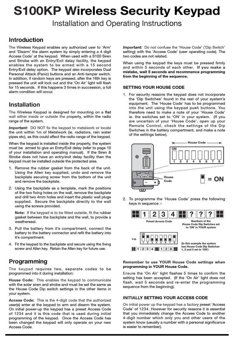Wireless Alarms S100KP Manual de usuario