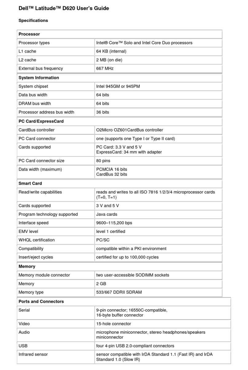 Dell D620 - Latitude Laptop Computer System Core Duo Processor Wireless XP... Manual de usuario