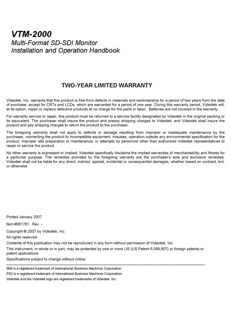 Videotek VTM-2000 Manual del propietario