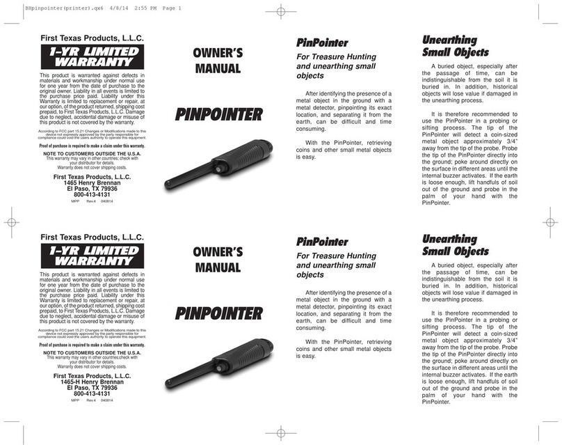 First Texas Products PINPOINTER Manual de usuario First Texas Products PINPOINTER Manual de usuario