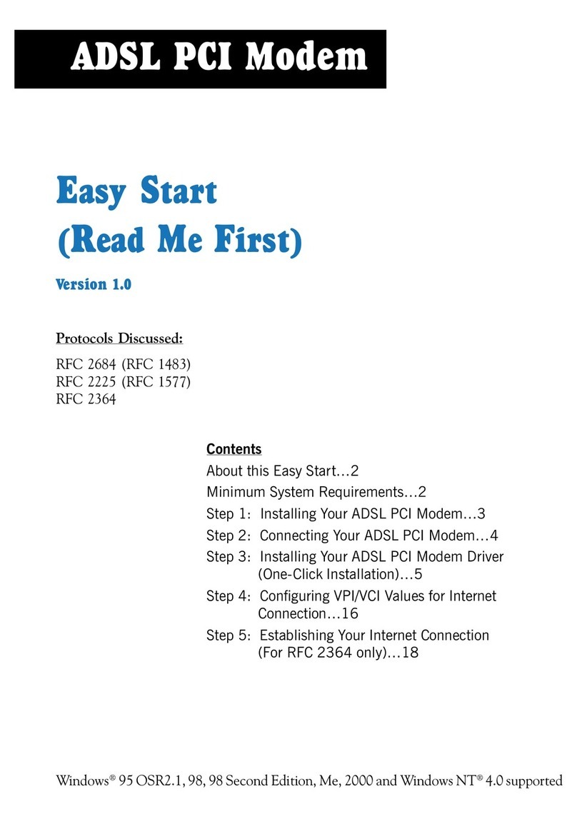 Aztech ADSL PCI Modem Hoja de información del producto