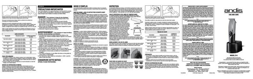 Andis D-6 Instrucciones de instalación