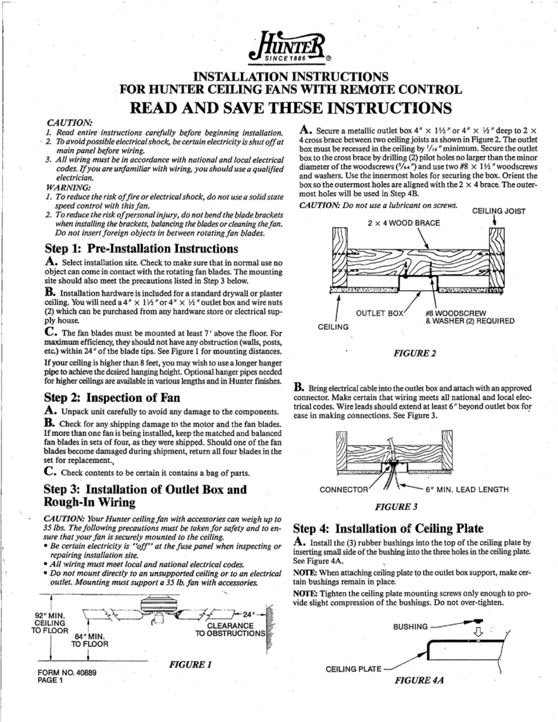 Hunter Hunter Ceiling fans Manual de usuario