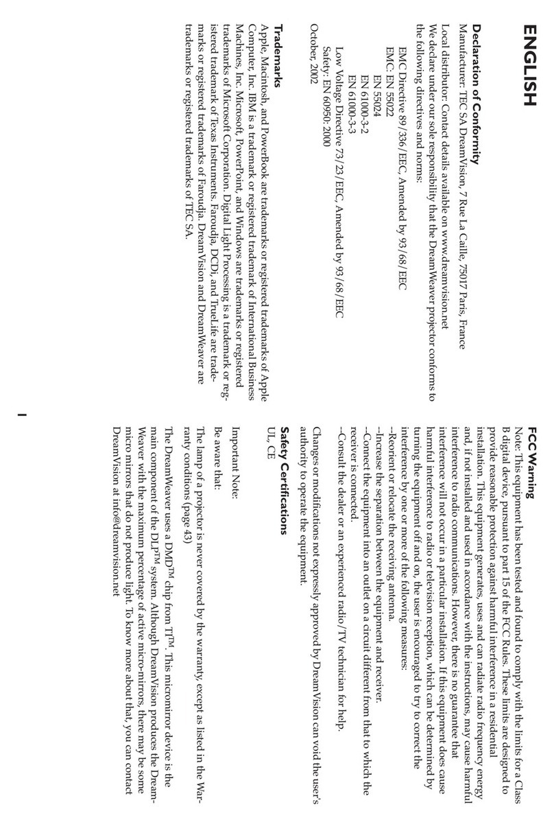 Dream Vision projector Manual de usuario