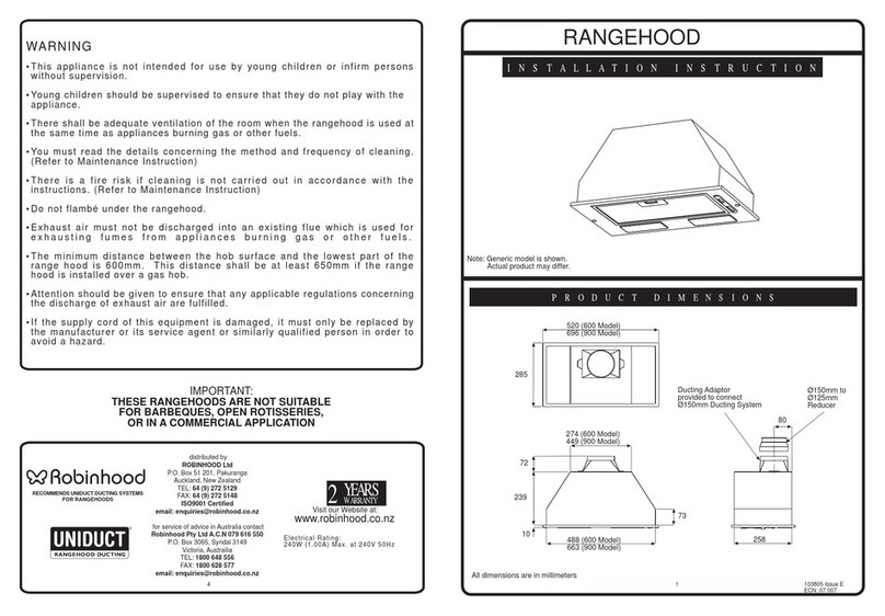 ROBINHOOD Rangehood Manual de usuario