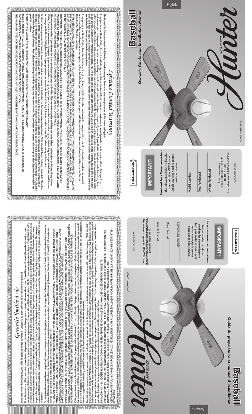 Hunter Baseball Manual de instrucciones Hunter Baseball Manual de instrucciones