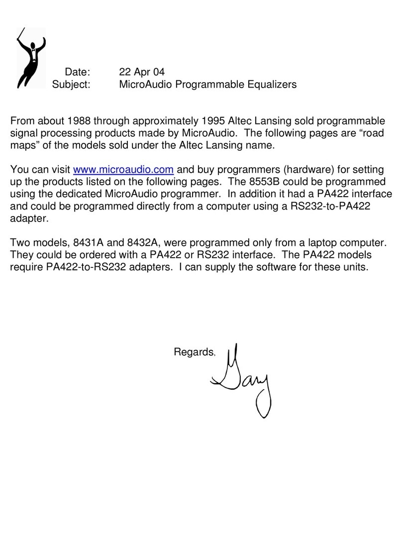 Altec Lansing SIGNAL PROCESSING PROGRAMMABLE EQ MASTER... Manual de usuario