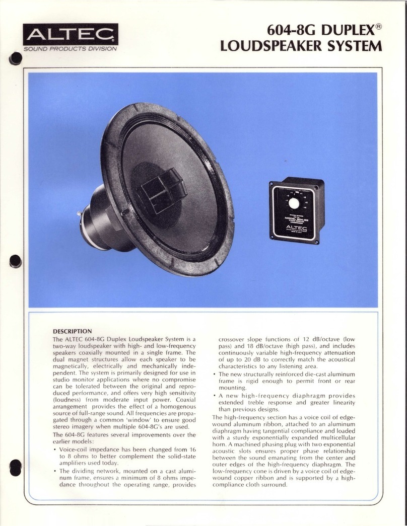 Altec 604G DUPLEX SPEAKER Manual de usuario Altec 604G DUPLEX SPEAKER Manual de usuario