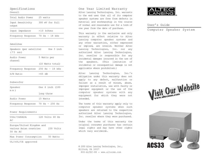 Altec Lansing ACS33 Manual de usuario