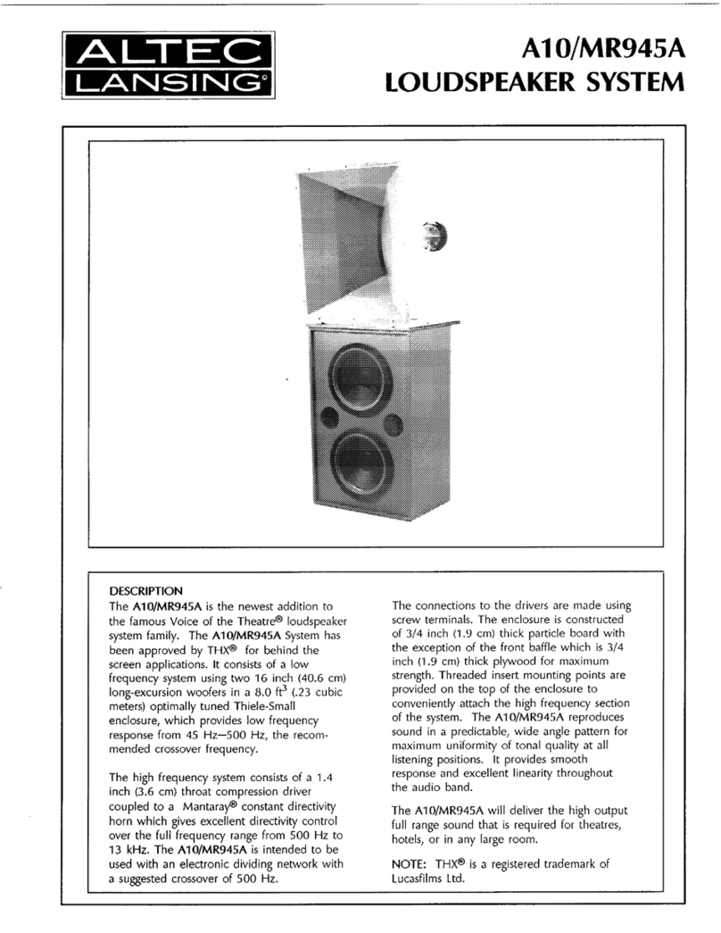 Altec Lansing A10-MR945A VOTT SPEAKER SYSTEM Manual de usuario