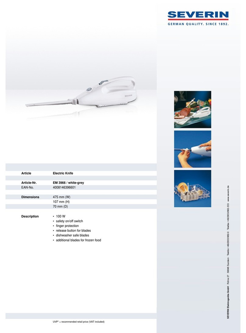 SEVERIN ELECTRIC KNIFE - DATASHEET 2 Guía del usuario SEVERIN ELECTRIC KNIFE - DATASHEET 2 Guía del usuario