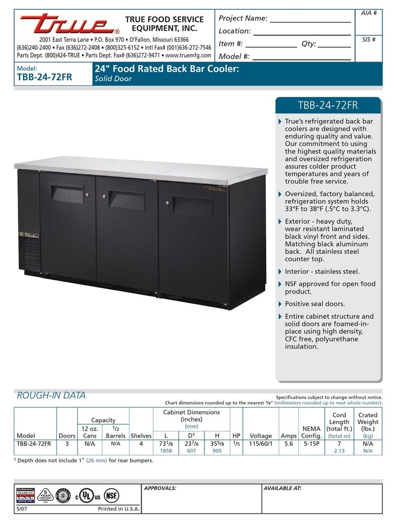 True TBB-24-72FR Manual de usuario