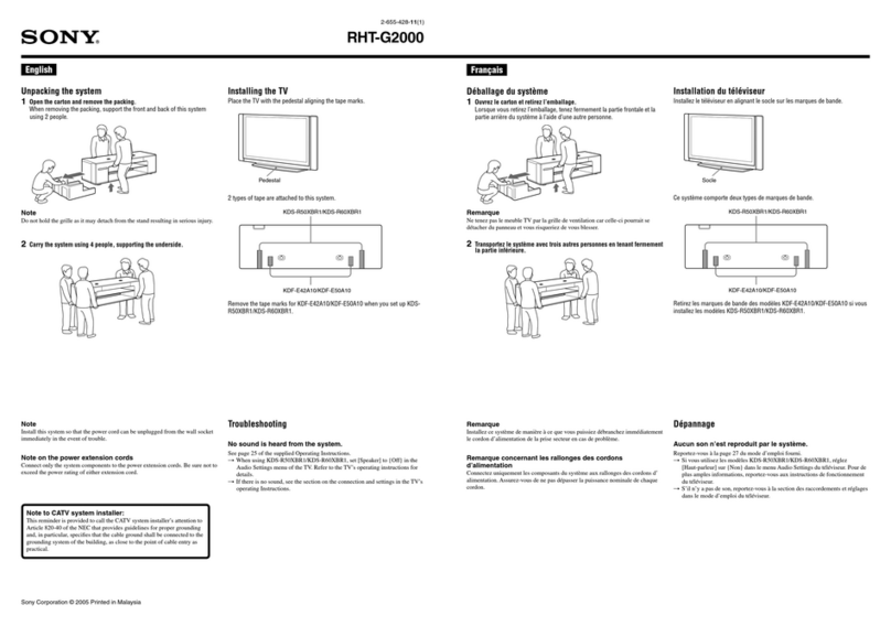 Sony RHT-G2000 - Home Theater Built-in Sound Rack... Manual de usuario