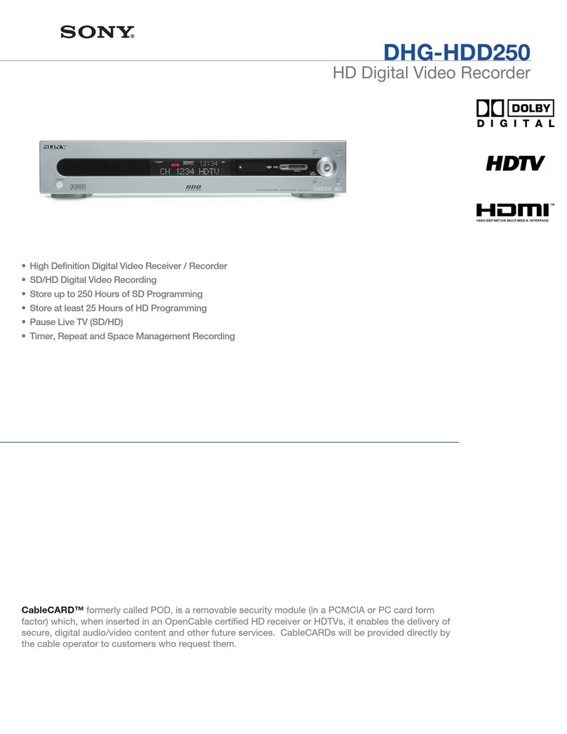 Sony DHG-HDD250 - 30-Hour High-Definition Digital Video... Manual de usuario