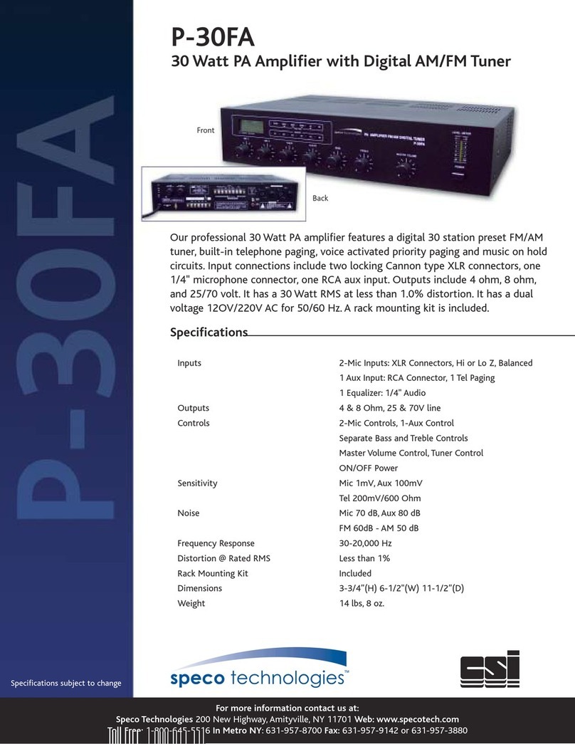 Speco P-30FA Manual de usuario Speco P-30FA Manual de usuario