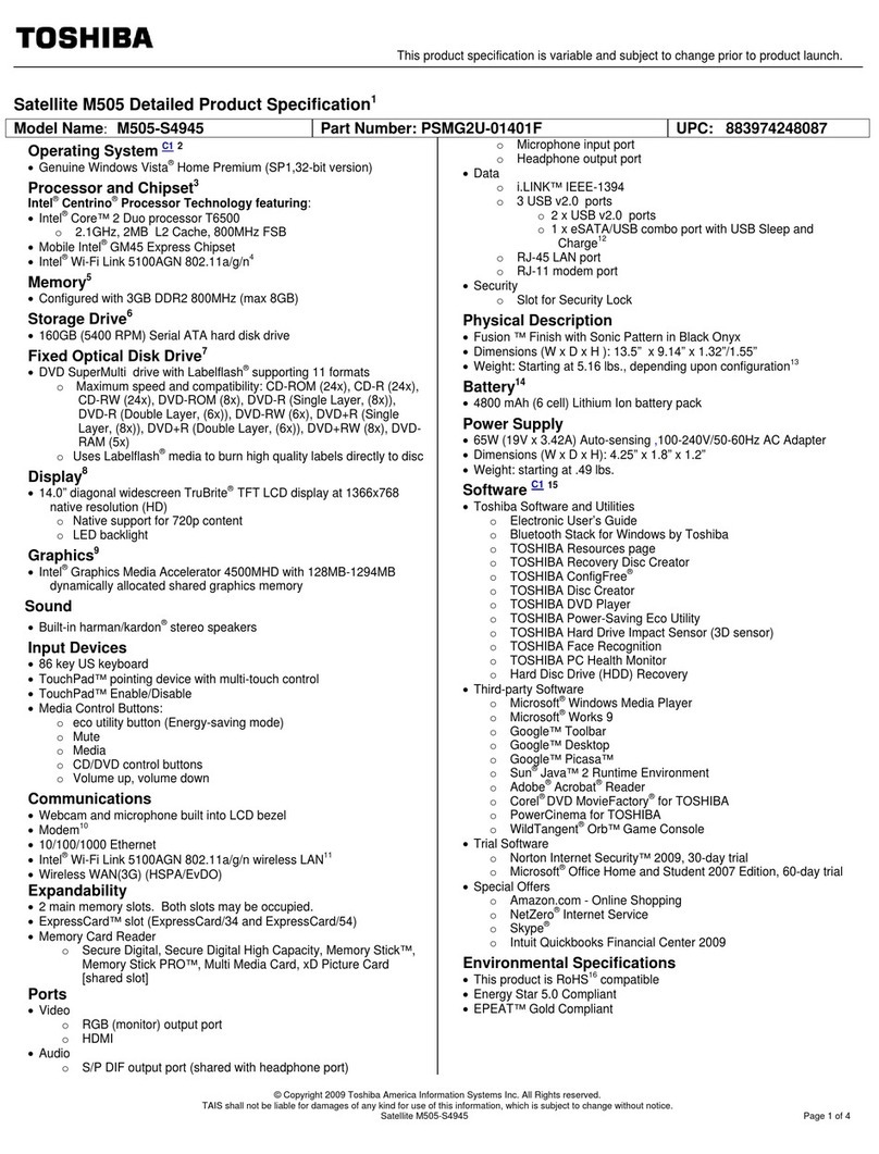 Toshiba M505-S4945 Manual de usuario