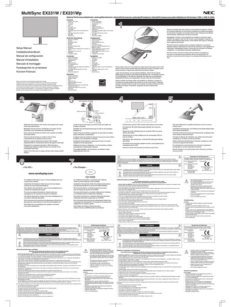 NEC MultiSync EX231Wp Manual de usuario