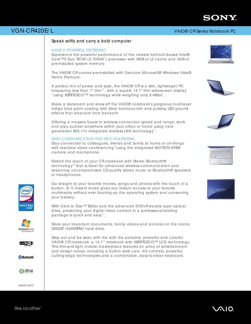 Sony VGN-CR420E - VAIO CR Series Manual de usuario