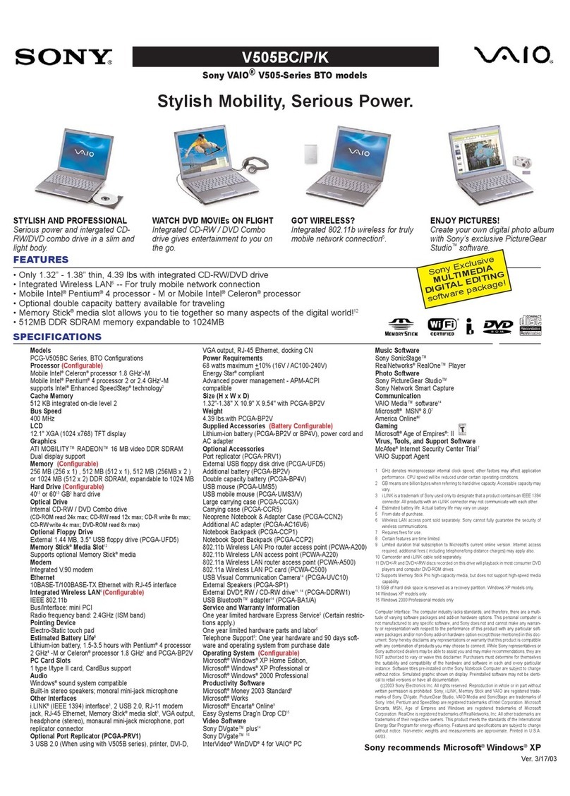 Sony PCG-V505BC Manual de instrucciones