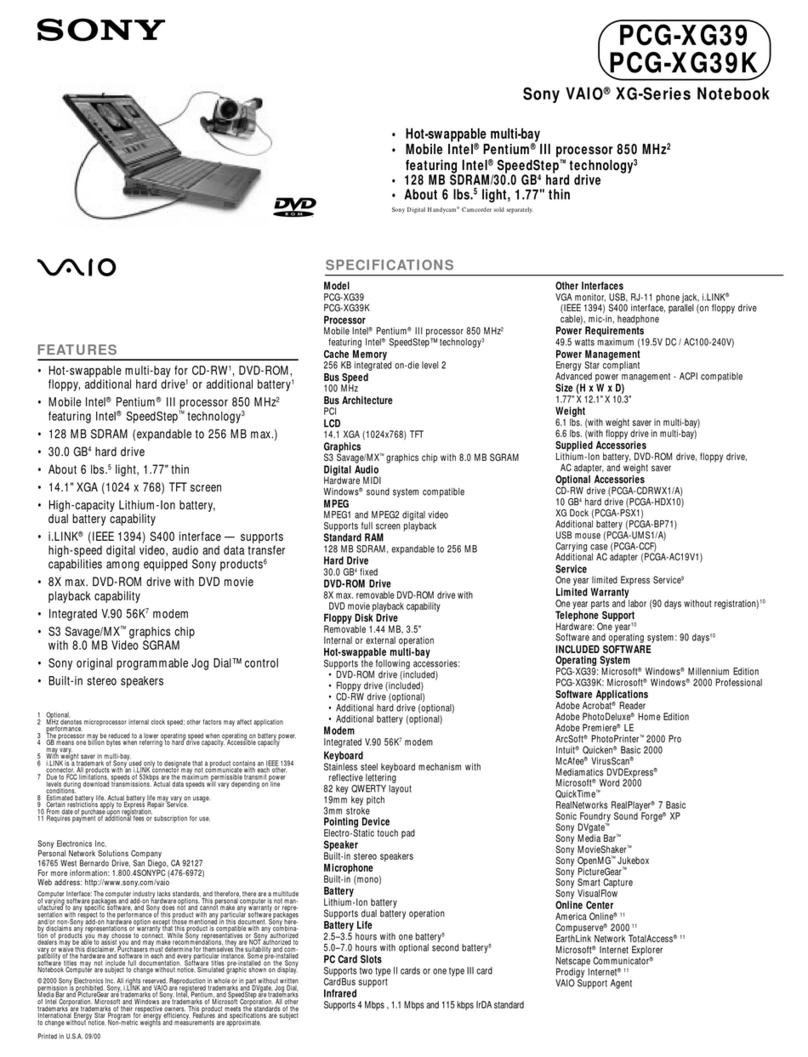Sony VAIO PCG-XG39 Manual de usuario
