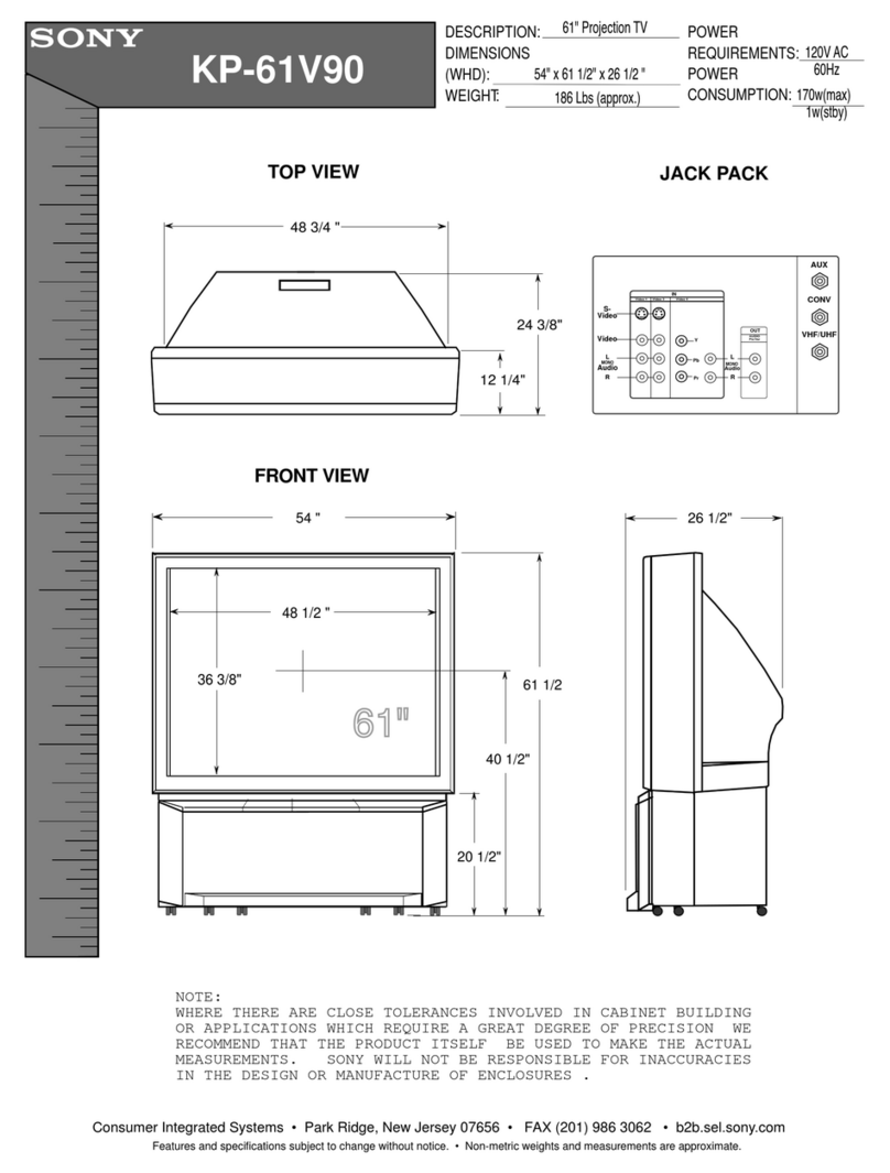 Sony KP-61V90 - 61" Projection Tv Instrucciones de uso