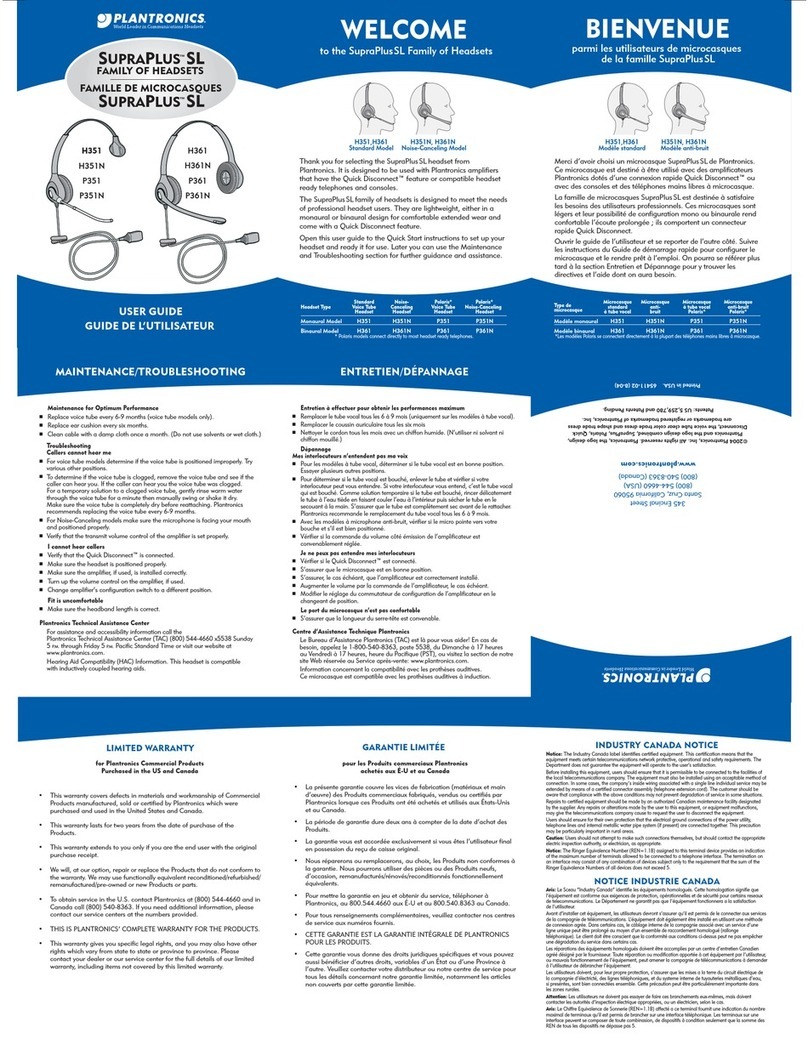 Plantronics Stereo SupraPlus USB Manual de usuario