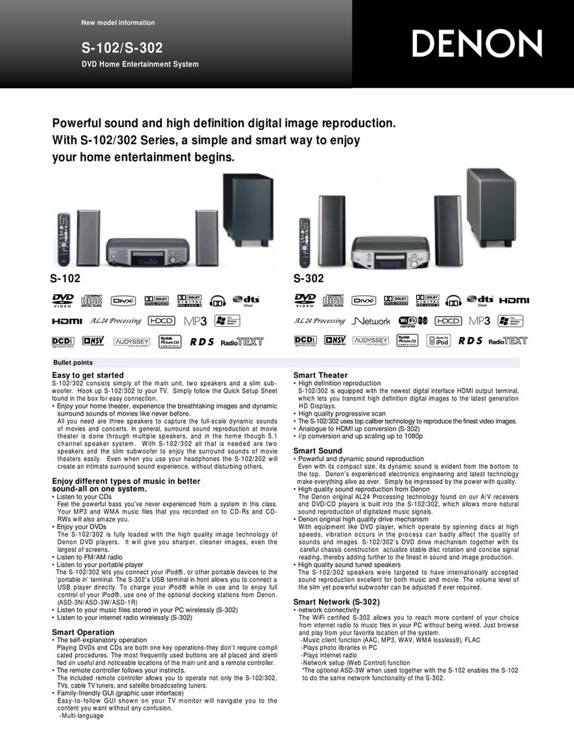 Denon S-302 - AV System Dimensiones Denon S-302 - AV System Dimensiones