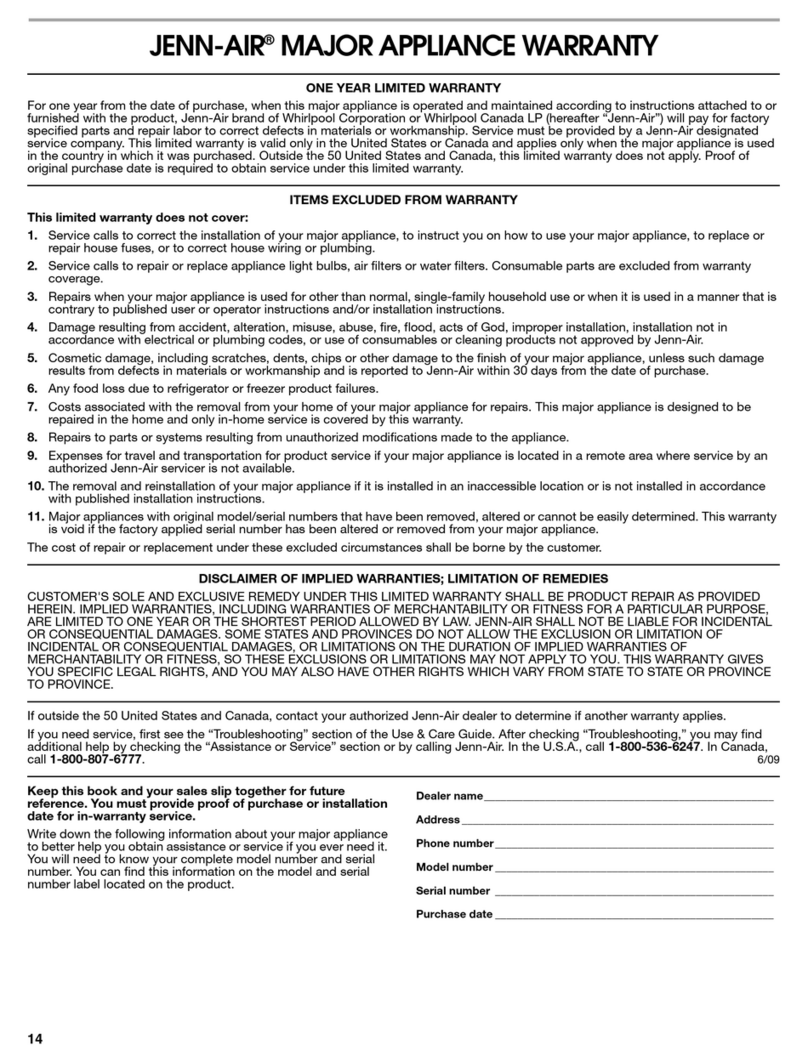 Jenn-Air TC707S Manual de uso y mantenimiento
