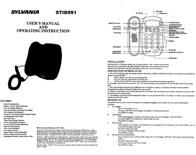 Sylvania STID991 Manual