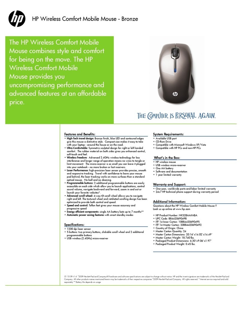 HP NK528AA - Comfort Wireless Mouse Manual de usuario HP NK528AA - Comfort Wireless Mouse Manual de usuario