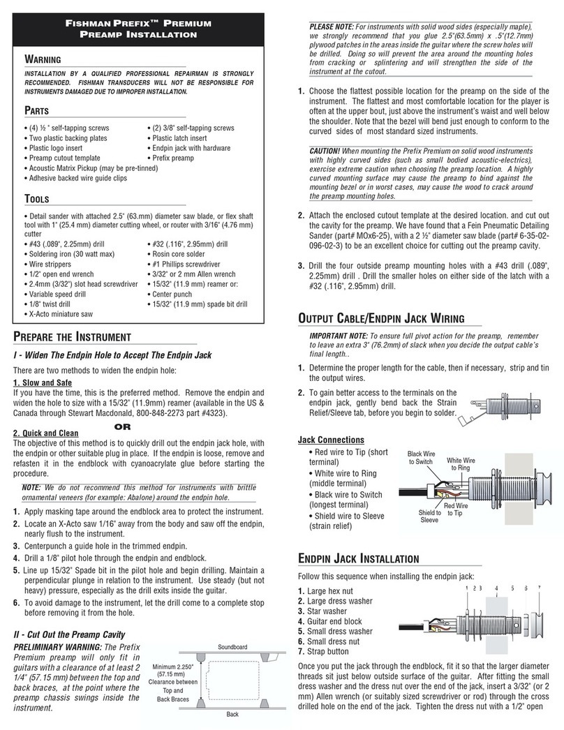 Fishman PREFIX PREMIUM Manual de usuario