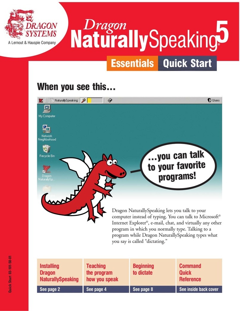 Dragon Systems DRAGON NATURALLYSPEAKING ESSENTIALS 5-QUICK... Manual de usuario