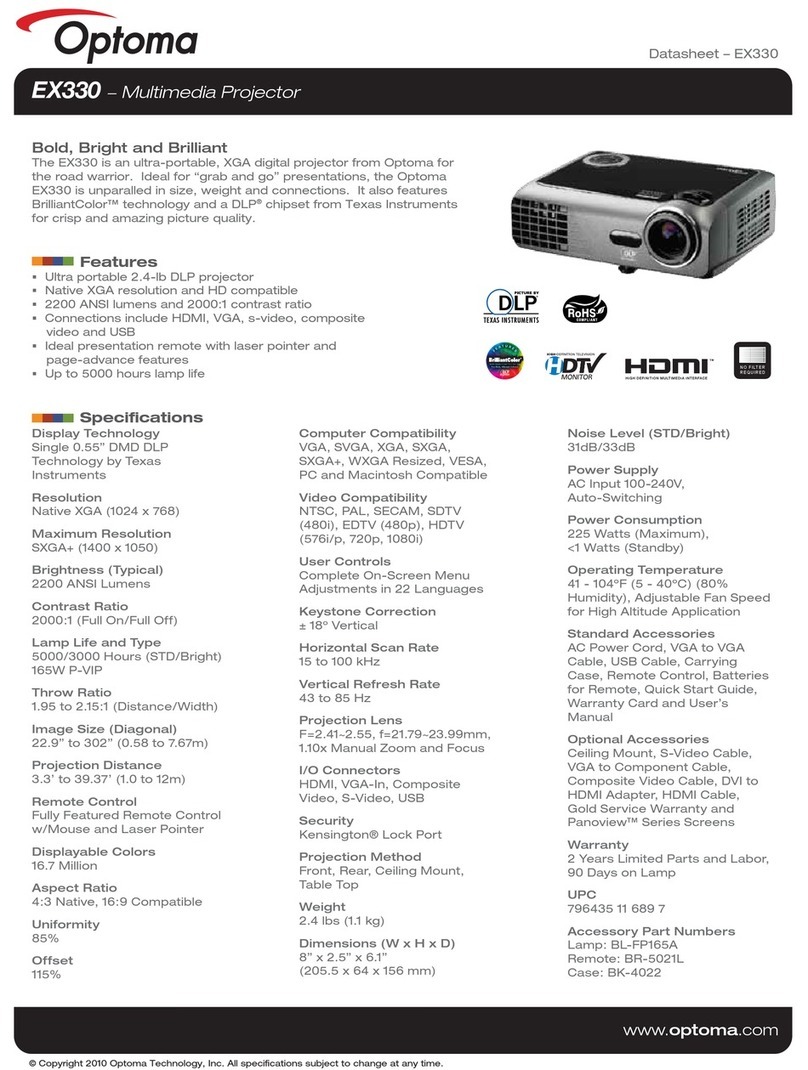 Optoma EX330 Manual de usuario