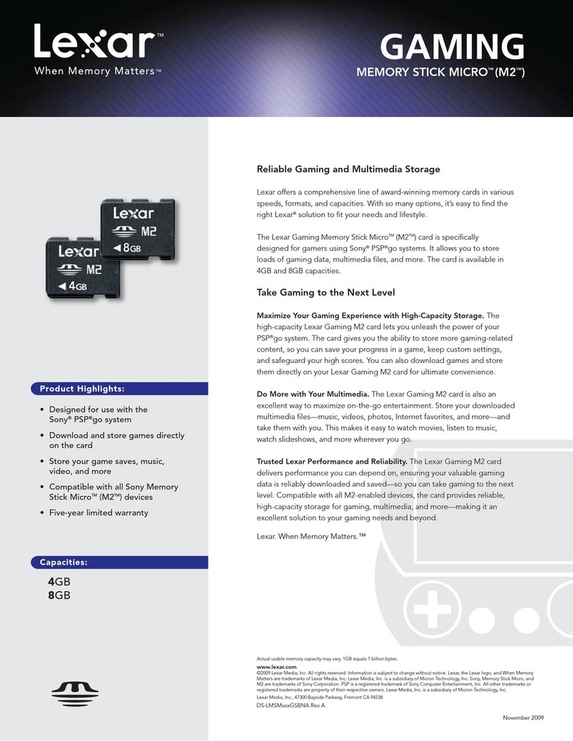 Lexar GAMING MEMORY STICK M2 - DATASHEET REV A Manual de usuario