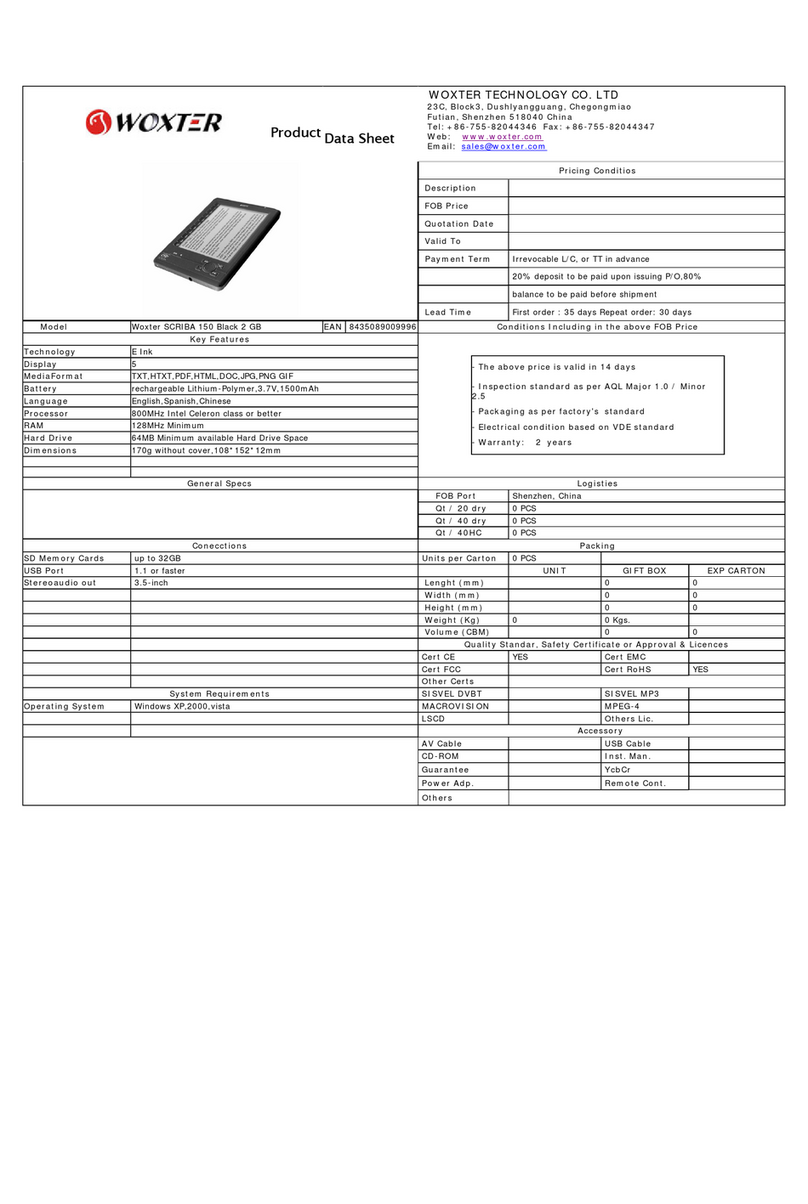 WOXTER SCRIBA 150 Black 2 GB Manual operacional