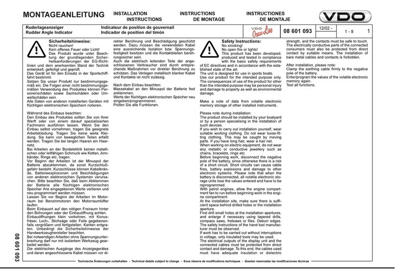 VDO RUDDER ANGLE INDICATOR Manual de usuario