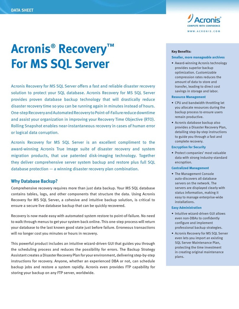 ACRONIS RECOVERY -  FOR MS SQL SERVER Manual de usuario